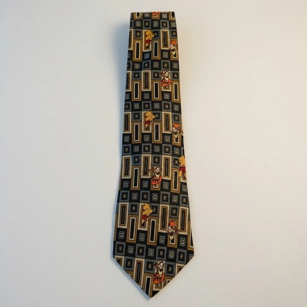 Vintage Disney‎ Pooh Tigger Tie Men's Novelty Geometric Classic Retro